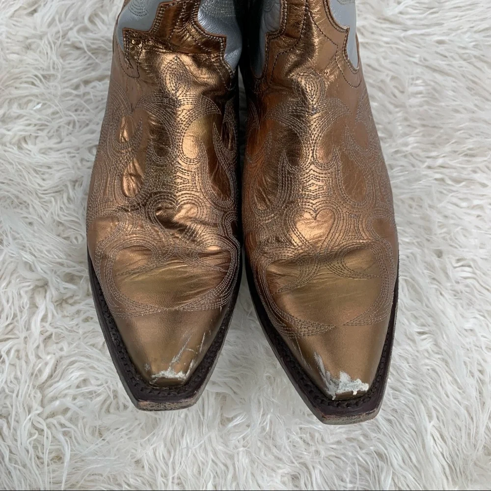 Lane Silver Gold Cowboy Boots Women’s Size 7.5 - Picture 4 of 12